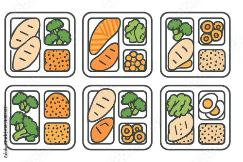 Healthy meal prep with various nutritious dishes served in divided containers for balanced eating