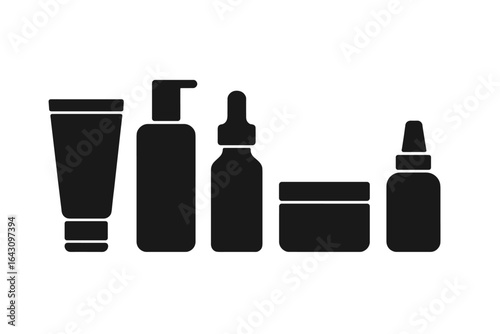 Variety of skincare products displayed on a white background highlighting their shapes and sizes for beauty enthusiasts