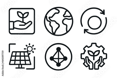 Symbolic representation of sustainable practices showcasing ecology, renewable energy, and global awareness