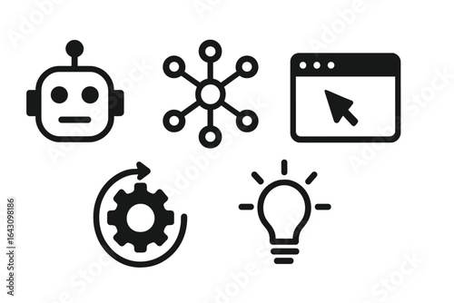 Modern symbols representing artificial intelligence, technology, and innovation in a digital environment