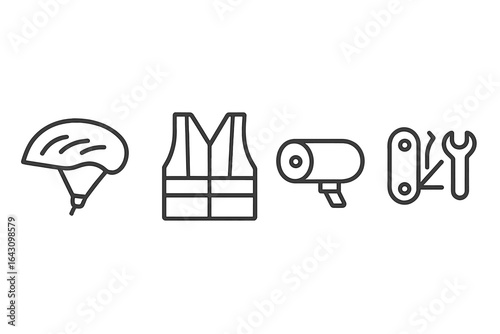 Equipment and safety gear for outdoor activities including climbing and construction work