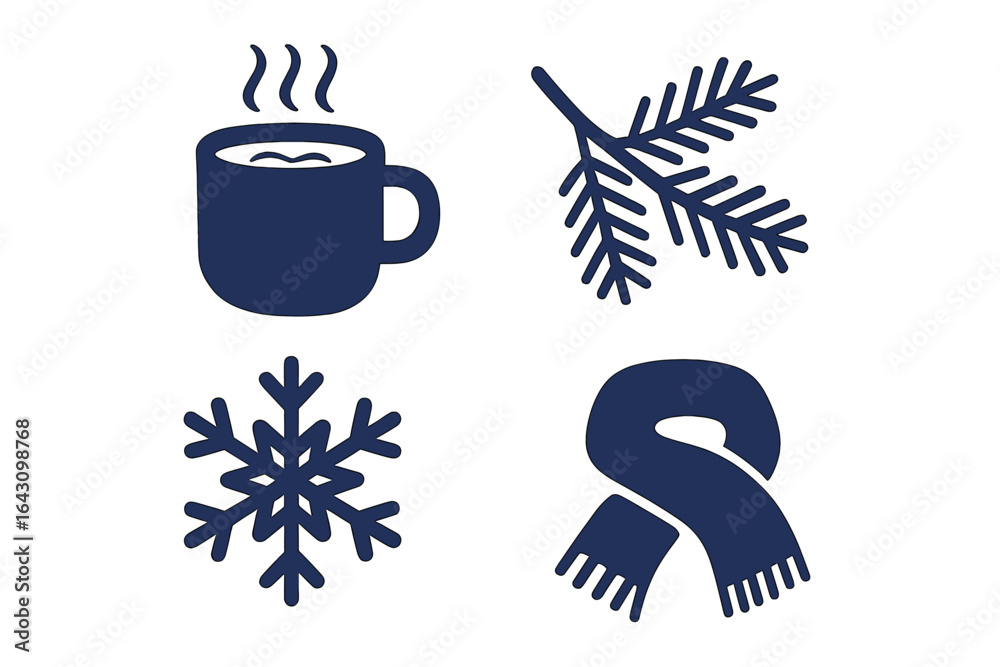 Fototapeta premium Warm drinks and winter symbols create a cozy atmosphere on a chilly day in December