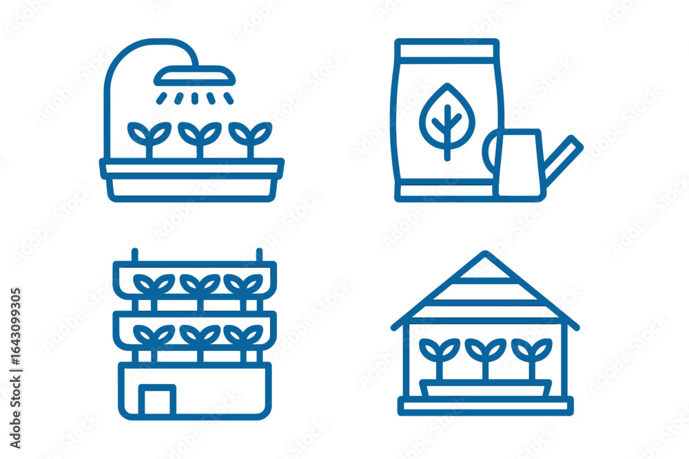Various gardening activities and tools depicted in simple illustrations showcasing indoor planting techniques Various gardening activities and tools depicted in simple illustrations showcasing indoor planting techniques