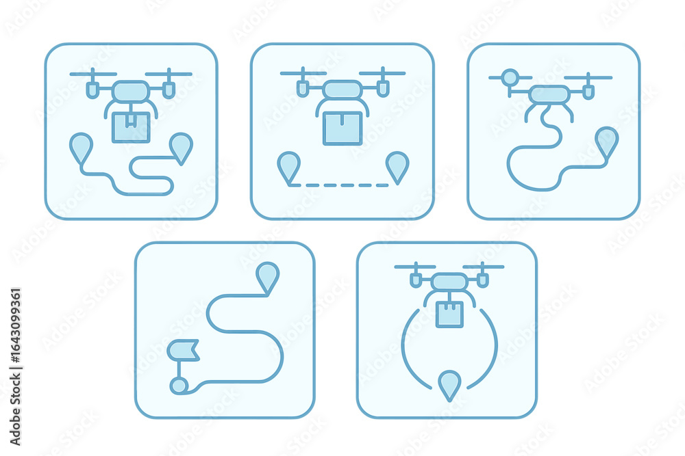 Fototapeta premium Drone delivery service demonstrates efficient package navigation through digital routes and mapping technology for timely logistics