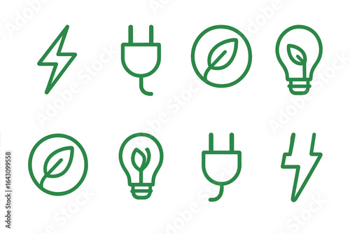 Symbols representing renewable energy and sustainability in a minimalist design