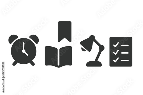 Items representing study habits and organization for students in a modern academic setting