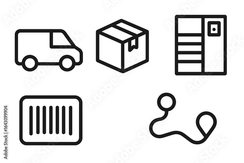 Transport and delivery icons illustrating logistics concepts in a modern design setting