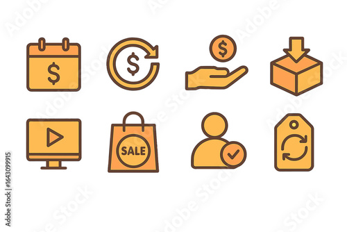 Visual elements representing online shopping, sales, and financial transactions in a modern digital environment