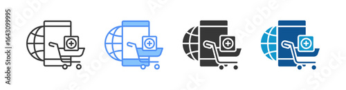 Mobile Shopping Icon Set Multiple Style Collection