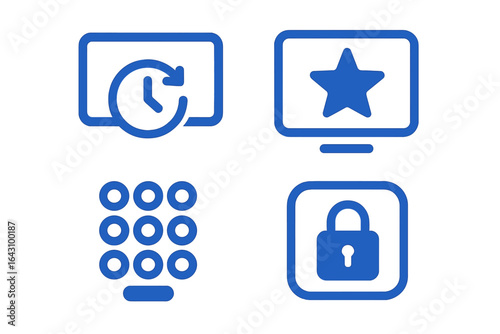 Icons representing technology and security features in modern user interfaces