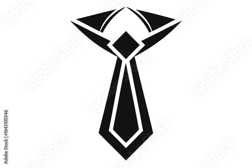 Abstract black tie design shows elegance and formality over a white canvas