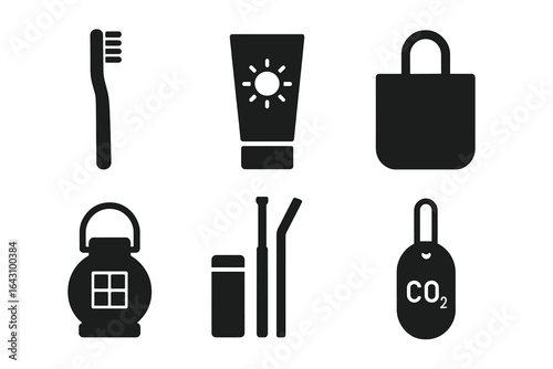 Essential camping gear for outdoor adventures including toothbrush, sunscreen, and lantern at a campsite