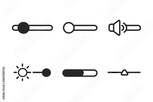 User interface slider icons for volume and brightness adjustment displayed in a simple layout
