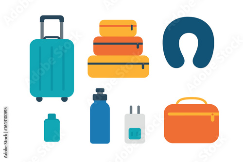 Travel essentials for a smooth journey including luggage, travel pillow, and accessories
