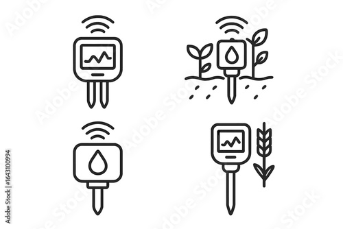 Wireless soil moisture sensor graphics for gardening and farming technology