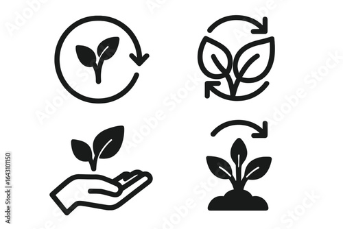 Graphic symbols representing sustainability, growth, and environmental responsibility in nature conservation efforts