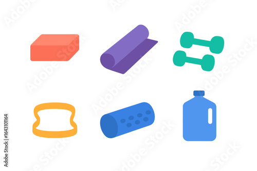 Variety of fitness accessories displayed on a clean background for a workout setup