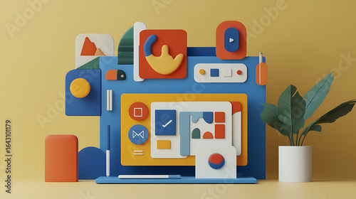 Figma-Ready 3D Interface Element Sets with Interactive Icons for Web & App Design, Boosting User Experience