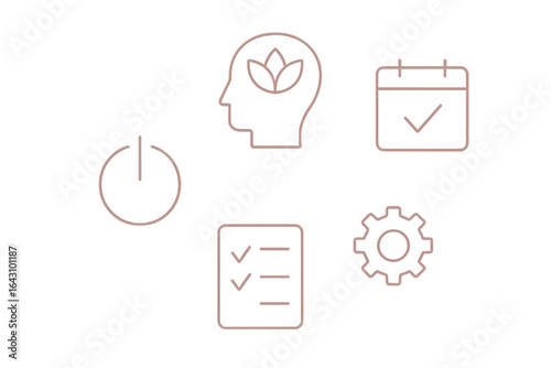 Visual representation of personal growth and organization techniques for well-being and productivity enhancement