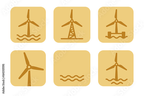 Designs of wind turbines representing renewable energy solutions for sustainable development