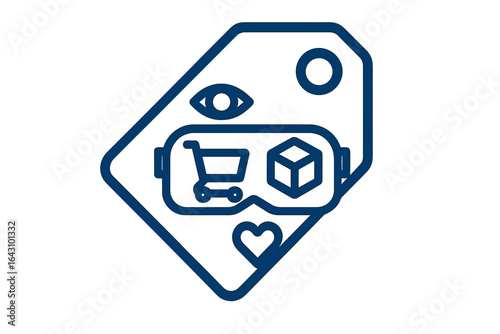 Icon representing online shopping and virtual reality experiences combined, highlighting innovation in consumer technology