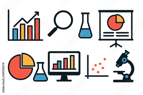Graphs and charts depicting analytical data in a study environment showcasing research tools and techniques