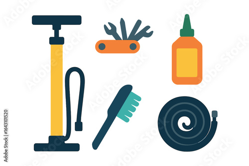 Various tools and supplies for home improvement and maintenance on a flat surface