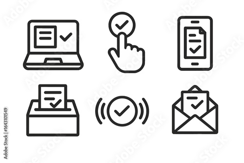 Digital communication and verification symbols illustrating modern technology for paperwork validation and notifications