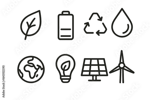 Eco-friendly symbols representing sustainability and renewable energy options for a cleaner future