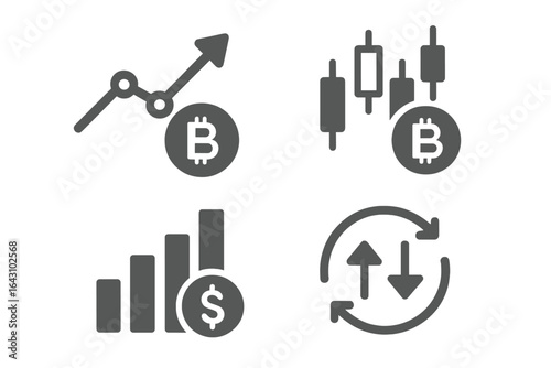 Growing cryptocurrency trends illustrated through various financial symbols and graphs related to market fluctuations