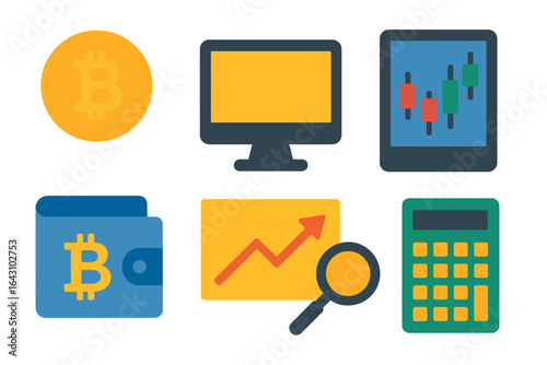 Visual representation of cryptocurrency tools showcasing Bitcoin wallet, market monitors, and analytical devices