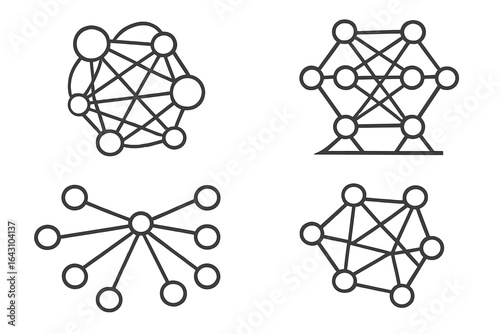 Graph representations showing various network structures and their interconnections