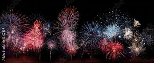 The spectacular fireworks display lighting up the night sky in vibrant colors.