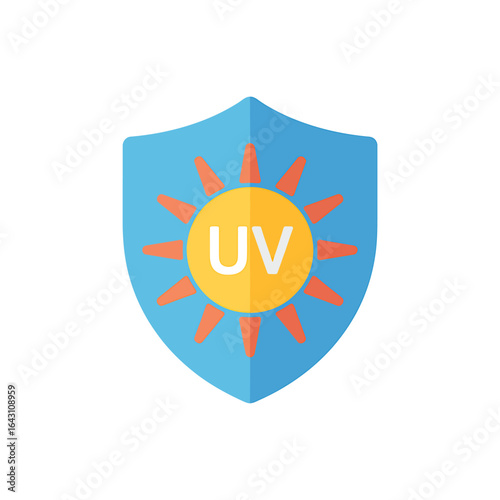 UV Protection Shield with Sun Icon for Healthcare and Dermatology Needs Protection from Harmful Sun Rays and Health Awareness