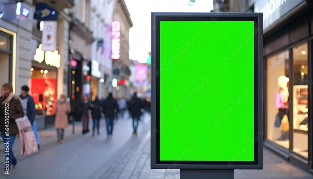 Obraz premium Empty green screen billboard city street