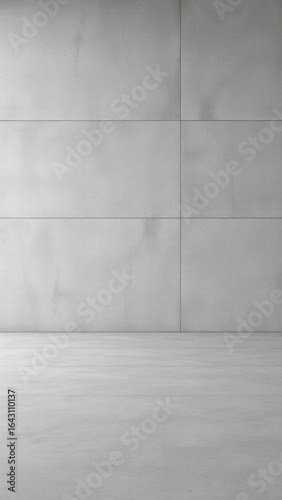 Minimalist concrete room with clean lines and neutral tones