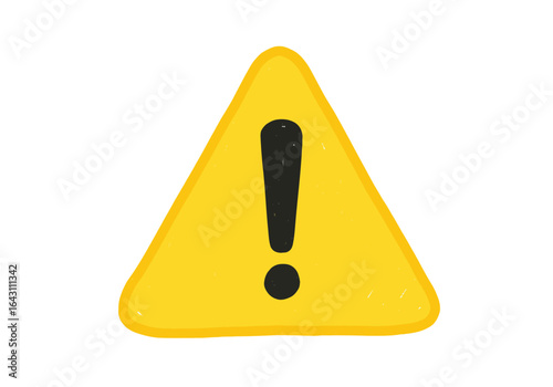 Hand-drawn Yellow Triangle Warning Sign with Exclamation Mark.