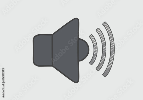 Hand-drawn Sketch of a Speaker Icon with Sound Waves.
