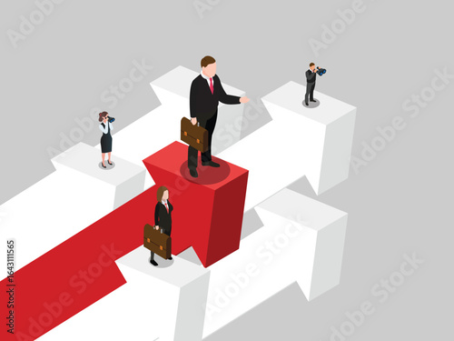Business Vision and Leadership 3d flat vector illustrations