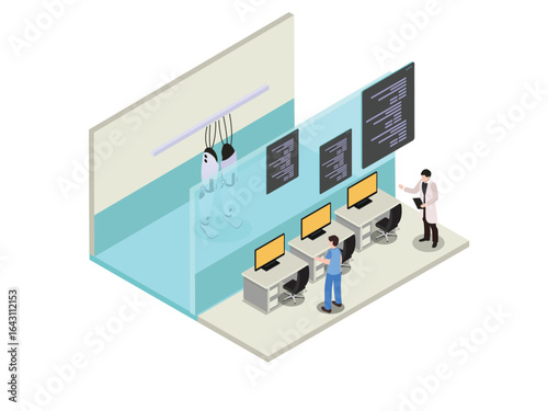 Wallpaper Mural AI Robot Testing and Development Lab 3d flat vector illustrations Torontodigital.ca