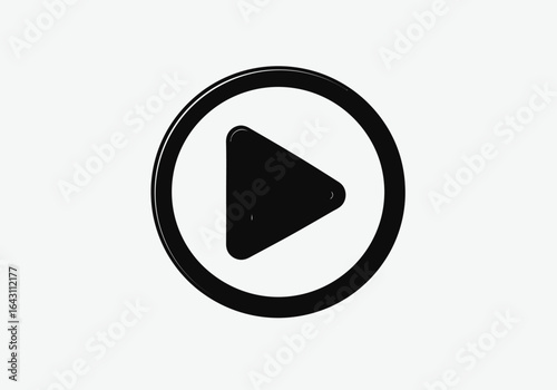 Bold Black Play Button Icon in Circle.