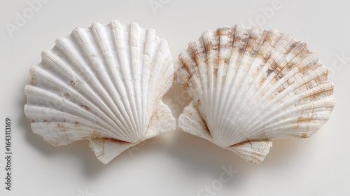 Wallpaper Mural Beautiful white scallop shells arranged side by side on a light background showcasing natural textures and patterns Torontodigital.ca