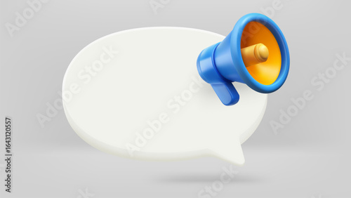 Speech balloon with megaphone. ed vector illustration with copy space