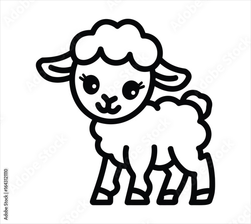 Baby Sheep Outline Vector Silhouette