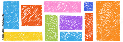 Chalk pencil frames doodle set. Crayon square and rectangle text boxes. kids color borders in sketch style, rectangular and square shapes, grunge texture. Memo stickers, notes. Vector illustration