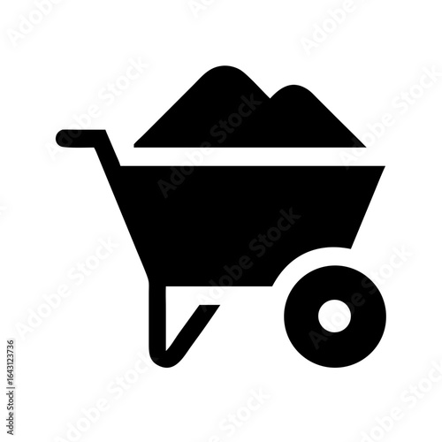 Loaded wheelbarrow icon design.