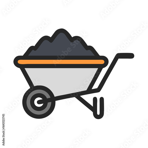 Loaded wheelbarrow icon design.
