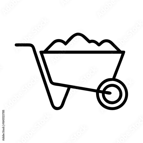 Loaded wheelbarrow icon design.
