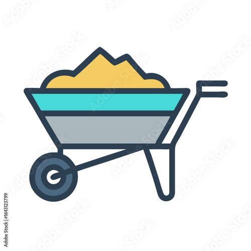 Loaded wheelbarrow icon design.