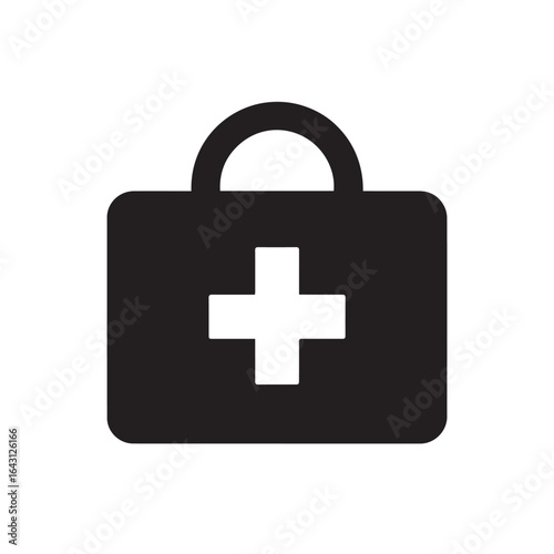 First aid kit icon and medical symbol vector graphic